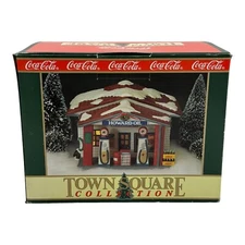 1992 Coca Cola Coke Town Square Christmas Howard Oil Service Station NIB