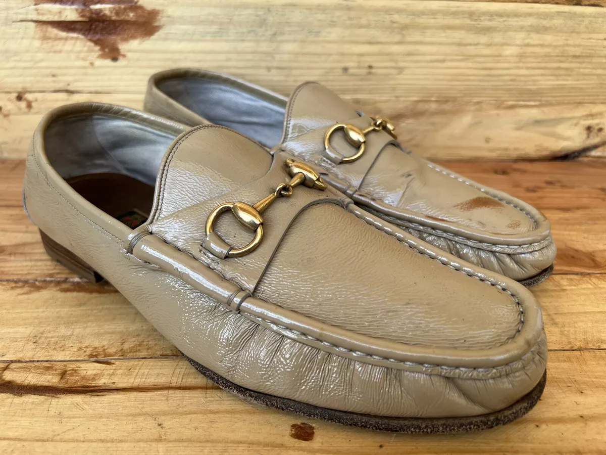 GUCCI 1953 Patent Cream Leather Horsebit Loafers Size UK 8.5 / US 9 | eBay