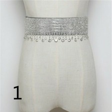 Women Shiny Diamond Tassel Waist Belt Corset Waistband Bling Stretch Party New