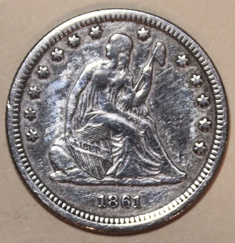 1861 Seated Liberty Quarter - AU - #CA3417