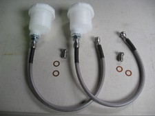 FORD ESCORT MK1, MK2, PAIR BRAKE RESERVOIRS WITH BRAIDED HOSE, GIRLING TYPE,
