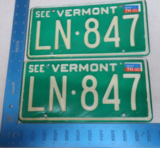 Vermont VT License Plate Tag 1976 76 Natural Sticker Pair Set LN-847