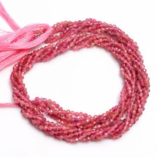 2.5 mm Natural Pink Tourmaline Faceted Round Rondelle Beads 33 cm Strand