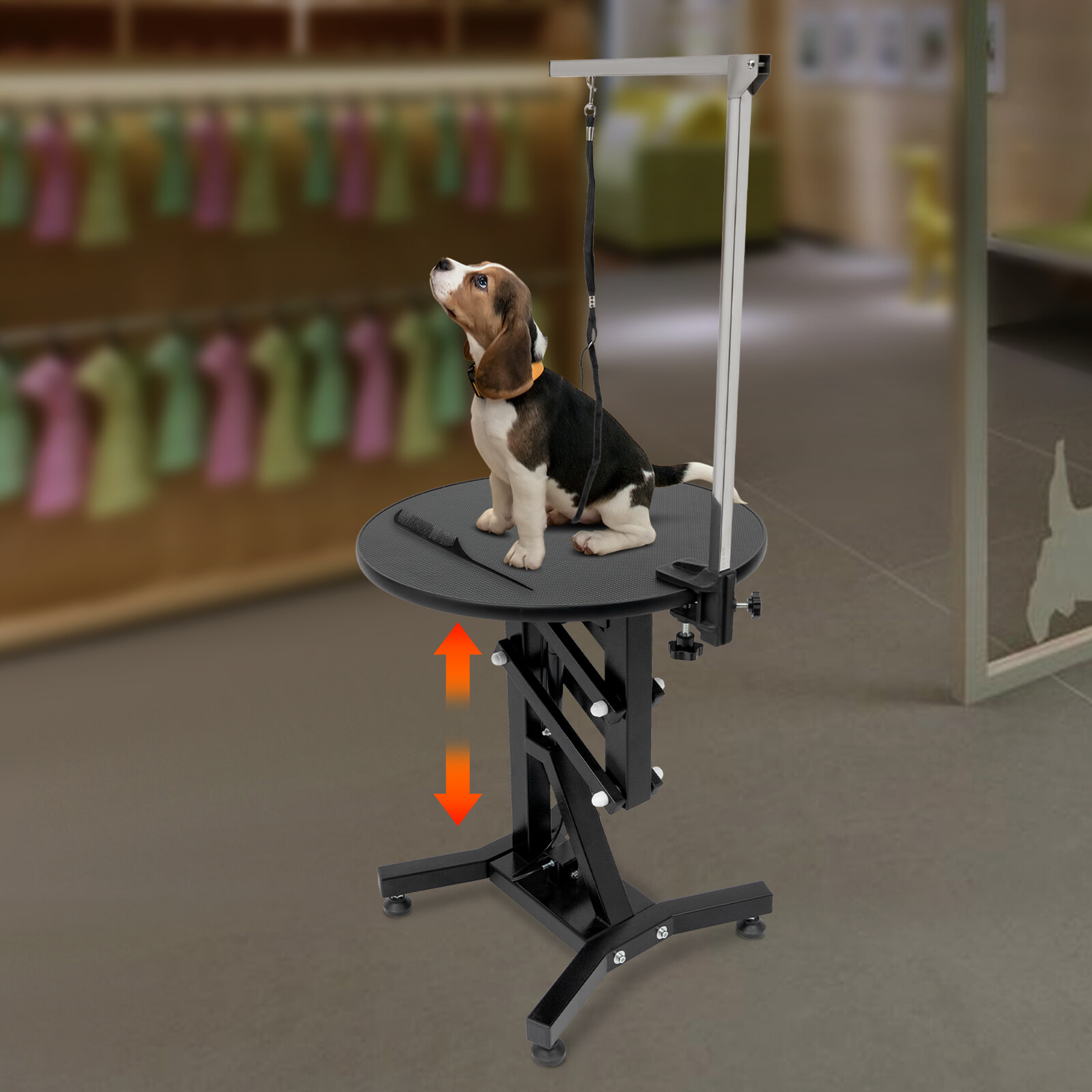 Electric Lift Dog Grooming Table 24" Rotating Desktop With Adjustable Holder NEW