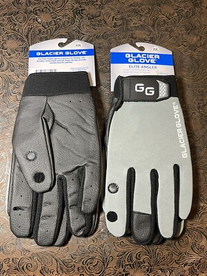 XXL Glacier Glove Elite Angler-Grey/Black Slit Finger, Vented Palm, Quick Dry