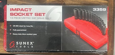 Sunex 3359 3/8'' Drive Deep Impact Socket Set - 13 piece metric