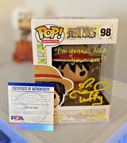Funko Pop ONE PIECE MONKEY D LUFFY 98 Signed by Colleen Clinkenbeard with PSA