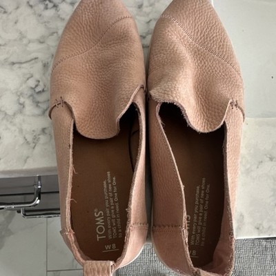 TOMS Pink Leather Women's Comfort Slip-On Flats Closed Toe Casual Size 8