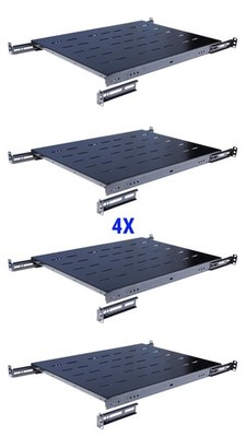 4Pcs Fixed Rack Server Shelf 1U 19'' Shelves Rack Mount Adjustable 24''-30'' depth