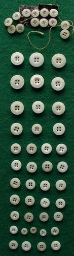 Group of 54 Vintage White CHINA Milk Glass PIE CRUST BUTTONS Various Sizes EUC