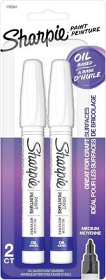 Sharpie Oil-Based Paint Markers, Medium Point, White, 2 Count - Great for Rock P