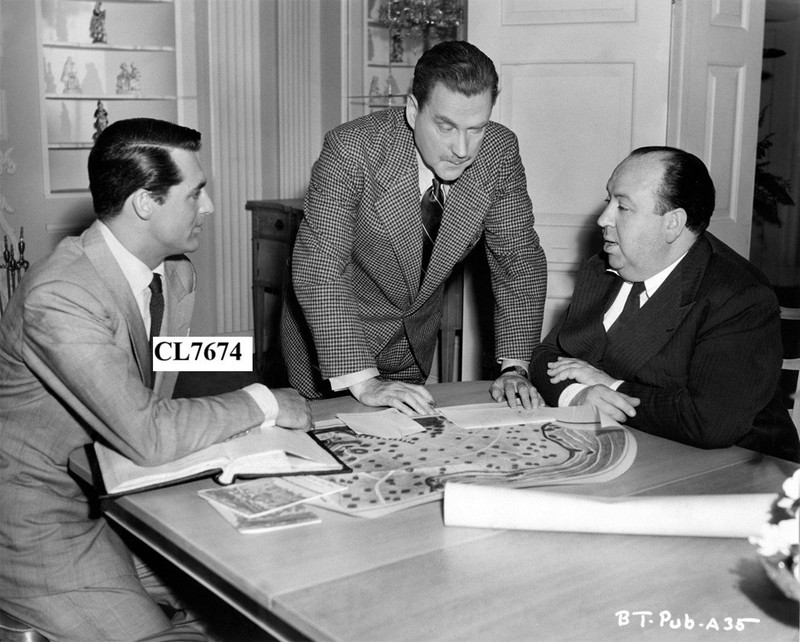 Cary Grant, Nigel Bruce and Alfred Hitchcock on Movie Set of 'Suspicion' Photo