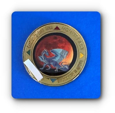 Geocaching South Africa Northeast  Geocoin with Blue Dragon & Blood Moon