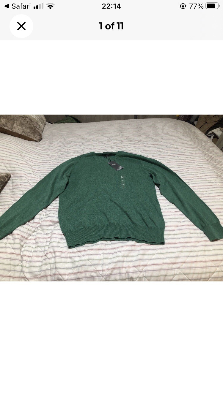 Men’s Extreme Rare BNWT Green M&S Green Pure Cotton Regular Heavy Jumper, Size L