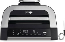 Image of Ninja 6-in-1 MAX Indoor Grill & Air Fryer: 3.8L, Low Smoke, Grey/Silver, DG551UK