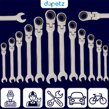 DAPETZ Ratchet Spanner Combination Flexible Head Wrench Metric 8-32mm CRV