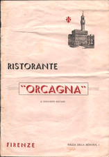 1960s FLORENCE, ITALY old dinner menu RISTORANTE ORCAGNA - Piazza Della Signoria