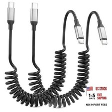 Coiled USB C to USB C Cable, Retractable Type C CarPlay Cord for iPhone 17