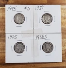 1925, 1938S, 1939, 1945 (Lot of 4) Mercury Dimes 90% Silver