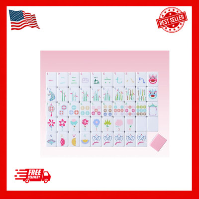 160 Pink American Printed Mahjong Game Set with Carrying Bag A