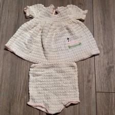 Vintage Italian Knit Baby Dress Bottom Renzo Import Pink with White Lace Snail