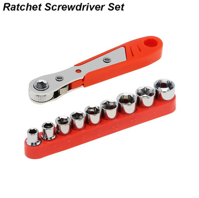 1set Right Angle Ratchet Screwdriver Set 90° Compact Multi-Tool with Bits - NEW