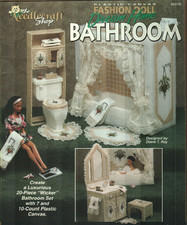 FASHION DOLL DREAM HOME BATHROOM FURNITURE PLASTIC CANVAS PATTERN BOOK