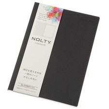 NOLTY Notebook, A5 Lined + Dot Grid, 176 Pages, Made + Grid: Black