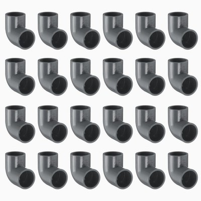 24x 1/2'' 90° PVC-Adapter grau, für Möbelbau/Garten, 2-Wege