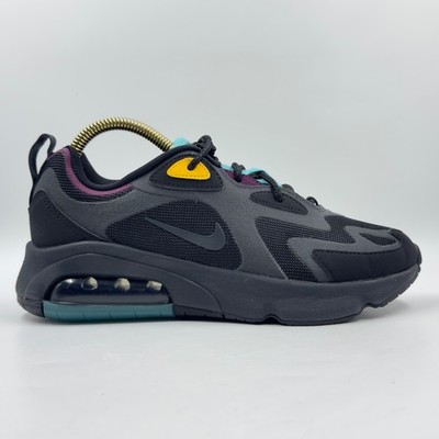 Nike Air Max 200 Bordeaux Damen-Sportschuhe schwarz Mesh und Wildleder UK-Größe 5