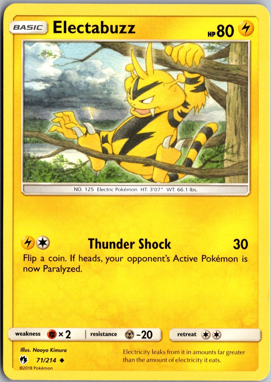Electabuzz 71/214 Uncommon Lost Thunder Lightly Played Pokemon Card TCG Single