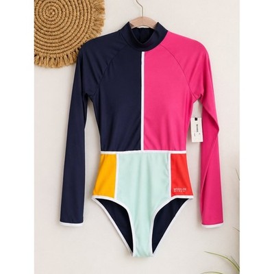 RipCurl NEW Colorblock Heat Wave Long Sleeve One-Piece Surf Swimsuit SZ Large