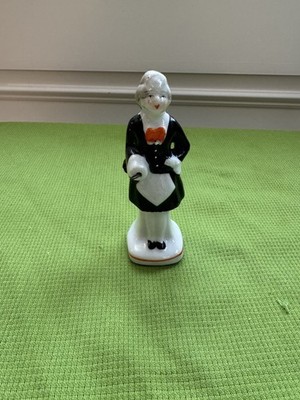 Vintage Porcelain Maid Egg Timer Figurine Japan Broken AS IS Art Deco 1930