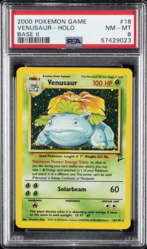 2000 POKEMON BASE SET 2 #18 VENUSAUR-HOLO PSA 8