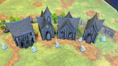 Tabletop Terrain: 4 Pieces - Village Set #1 - Great for Warhammer 40K/Fantasy