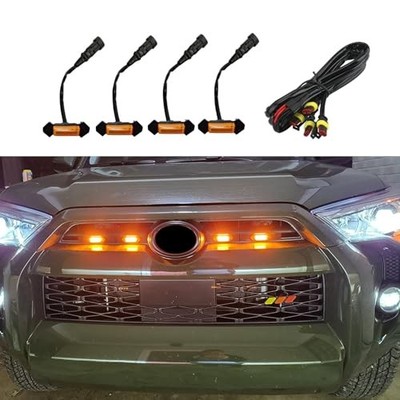 4PCS LED Grille Lights, Amber Lens Waterproof Dustproof Light, Grille Front