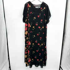 Vintage Maxi Dress Plus Size 3X Chiffon Artsy Boho Soft Goth Witchy Romantic USA