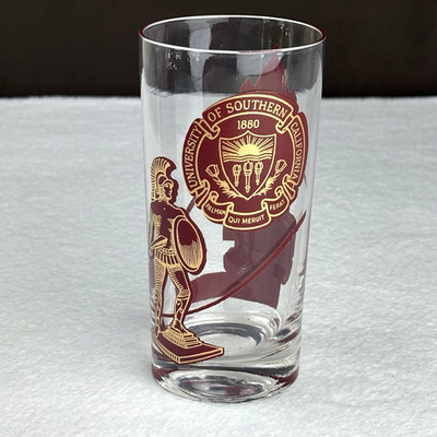 RARE! Vtg University of Southern California USC Trojans Crest Drinking Glass HTF