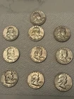 Lot of 10 Ben Franklin Half Dollar 90% Silver Coins circulated Mixed Melt $330