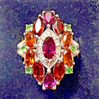 925 Sterling Silver Ring 2.15 CTW Precious Gemstones