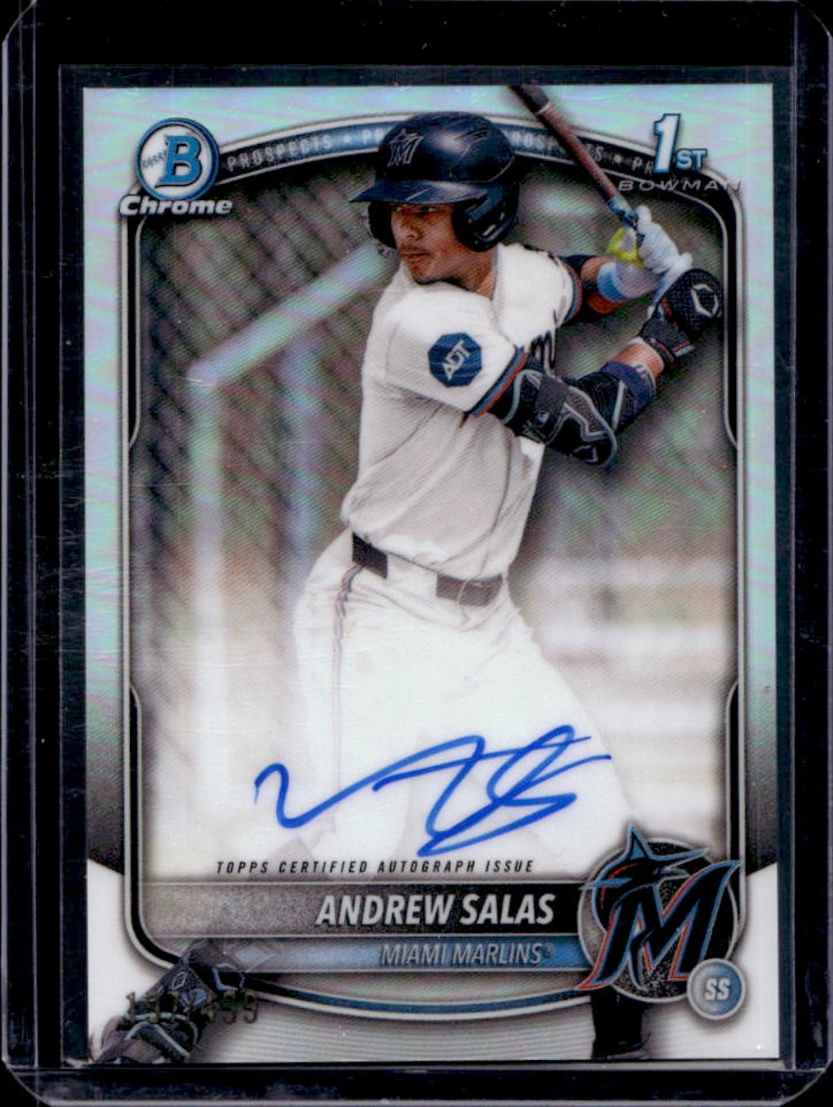 2025 Bowman Chrome Andrew Salas Auto Refractor 1st #/499 Marlins