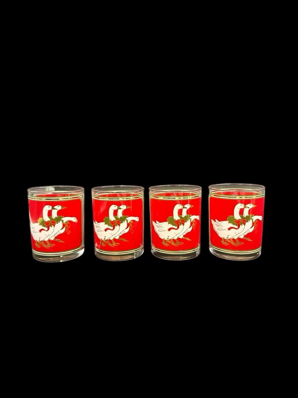 Vintage Culver "Holly Goose" Tumblers SET OF 4 