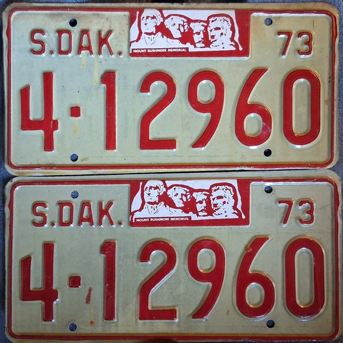 1973 73 South Dakota License Plates Plate Pair Set