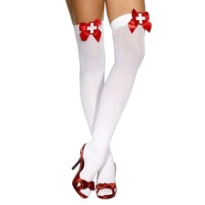 White Nurse Stockings with Red Bows Costume Accessory