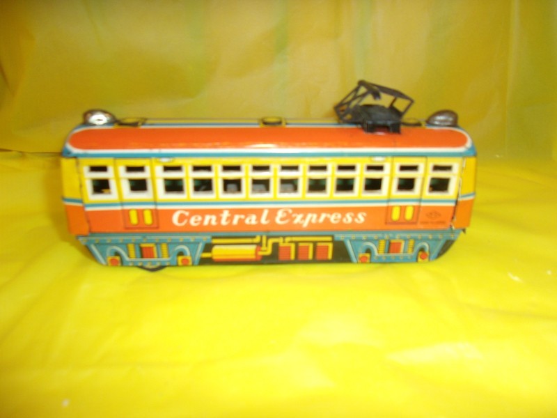 Circa 1950's TIN FRICTION CENTRAL EXPRESS TROLLEY! MADE IN JAPAN BY TAKATOKU!!
