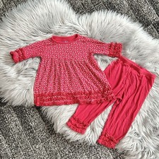 Kickee Pants-Kicky Pants Red Ruffle Bamboo Outfit 12/18month