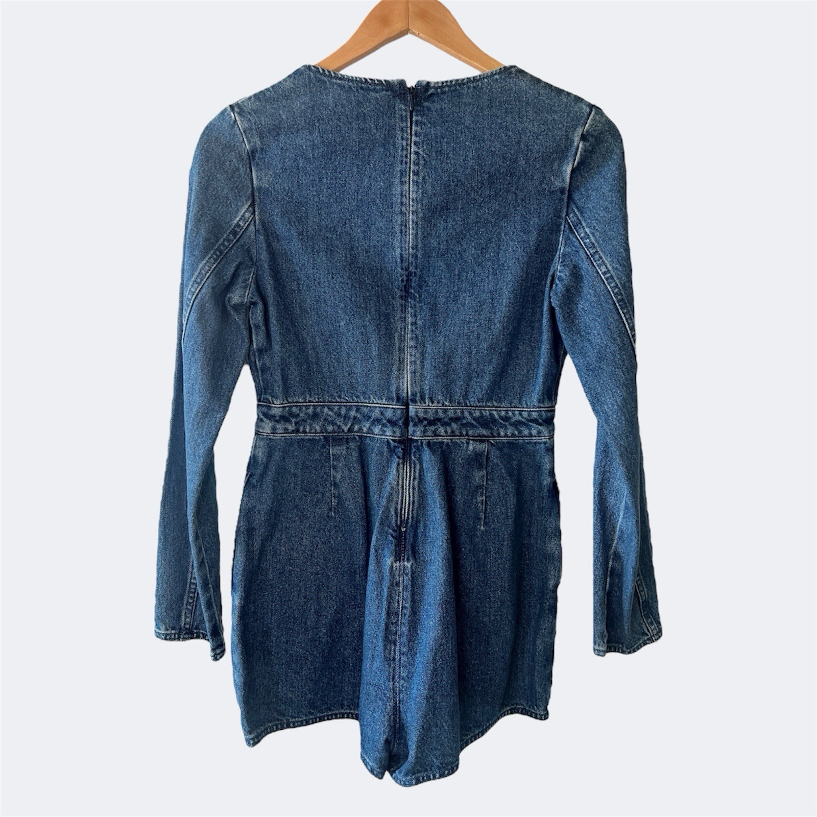 Self Portrait Denim Bow Playsuit M / AU 8 10 / US 4 6 Dark Wash Skirt Romper image 4