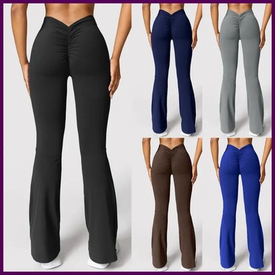 Fashion Micro Horn Leggings Women V-back Waist Sports Pants High Waist Push