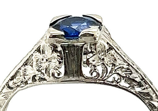 Art Deco Sapphire Ring .65ct Round Original 1930'… - image 3