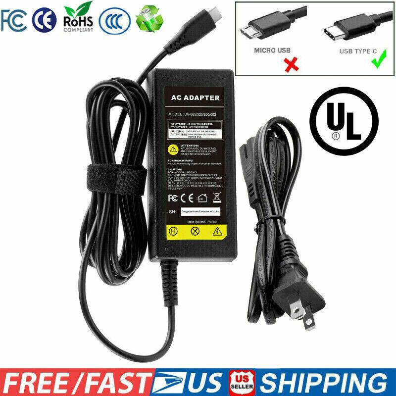 Lenovo 65W USB-C Type-C Laptop Charger AC Power Supply Adapter ADLX65YLC3A